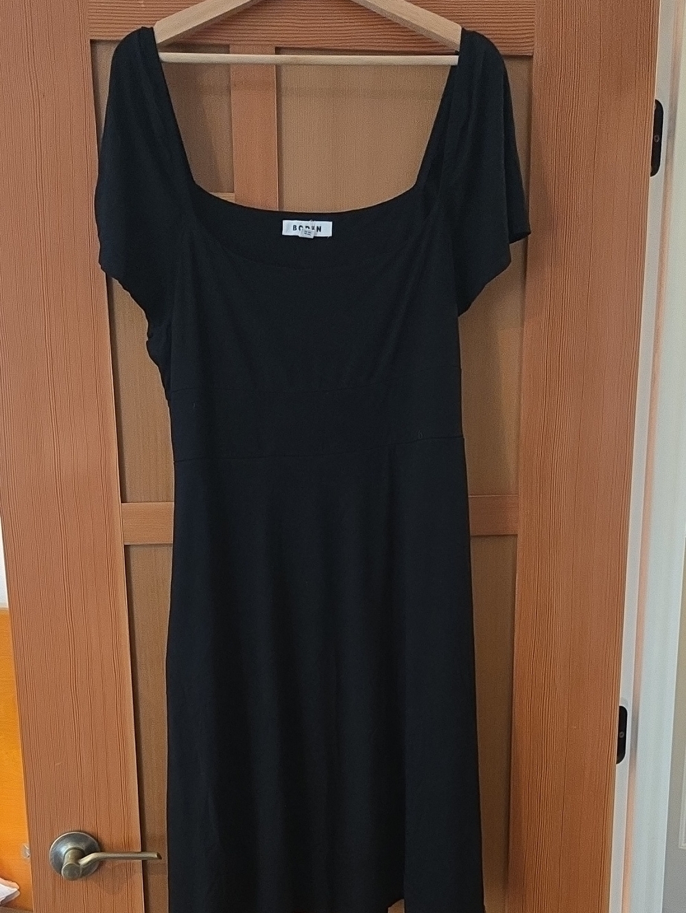 Boden Square Neck Flutter Sleeve Black Dress Jersey Us 16L 18L